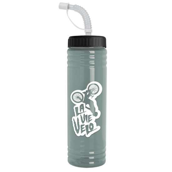 Garyline® Slim Fit RPET Bottle with Straw Lid - 24 oz. - Glacier Blue