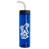 Garyline® Slim Fit RPET Bottle with Straw Lid - 24 oz. - Translucent Blue