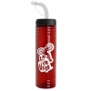 Garyline® Slim Fit RPET Bottle with Straw Lid - 24 oz. - Translucent Red