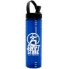 Garyline® Slim Fit RPET Bottle with Flip-Straw, Swivel-Handle Lid - 24 oz. - Translucent Blue