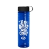Garyline® Slim Fit RPET Bottle with Tethered Lid - 24 oz. - Translucent Blue