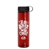 Garyline® Slim Fit RPET Bottle with Tethered Lid - 24 oz. - Translucent Red