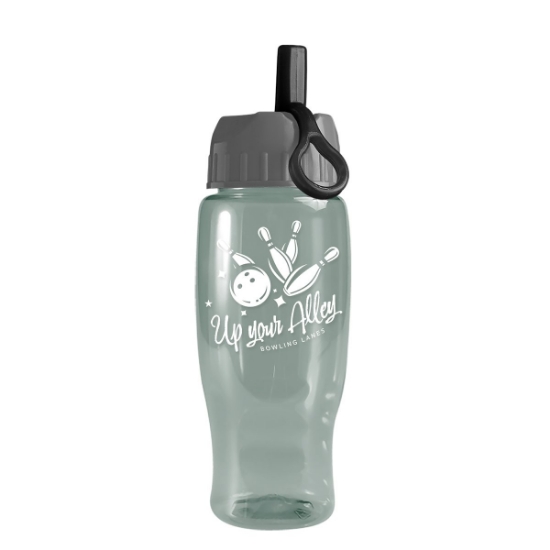 Garyline® Poly+ Recycled Bottle with Ring-Straw Lid - 27 oz. - Glacier Blue