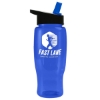 Garyline® Poly+ Recycled Bottle with Flip-Straw Lid - 27 oz. - Translucent Blue