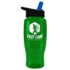 Garyline® Poly+ Recycled Bottle with Flip-Straw Lid - 27 oz. - Translucent Green