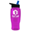 Garyline® Poly+ Recycled Bottle with Flip-Straw Lid - 27 oz. - Translucent Hot Pink