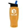 Garyline® Poly+ Recycled Bottle with Flip-Straw Lid - 27 oz. - Translucent Orange