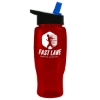 Garyline® Poly+ Recycled Bottle with Flip-Straw Lid - 27 oz. - Translucent Red