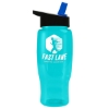 Garyline® Poly+ Recycled Bottle with Flip-Straw Lid - 27 oz. - Translucent Teal