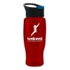 Garyline® Poly+ Recycled Bottle with Pop-Up Lid - 27 oz. - Translucent Red