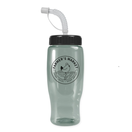 Garyline® Poly+ Recycled Bottle with Straw Lid - 27 oz. - Glacier Blue