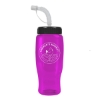 Garyline® Poly+ Recycled Bottle with Straw Lid - 27 oz. - Translucent Hot Pink