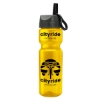 Garyline® Champ Recycled Bottle with Ring-Straw Lid - 28 oz. - Translucent Yellow