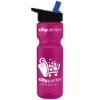 Garyline® Champ Recycled Bottle with Flip-Straw Lid - 28 oz. - Translucent Hot Pink