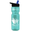 Garyline® Champ Recycled Bottle with Flip-Straw Lid - 28 oz. - Translucent Teal
