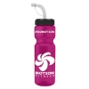 Garyline® Champ Recycled Bottle with Straw Lid - 28 oz. - Translucent Hot Pink