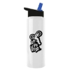 Garyline® Slim Fit RPET Bottle with Flip-Straw Lid - 32 oz. - White