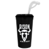 Super Size 32 oz Stadium Cup With Lid and Straw - Black