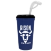 Super Size 32 oz Stadium Cup With Lid and Straw - Navy Blue