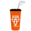 Super Size 32 oz Stadium Cup With Lid and Straw - Orange