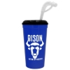 Super Size 32 oz Stadium Cup With Lid and Straw - Royal Blue