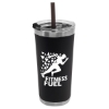 Garyline® Insulated Stainless Steel Tumbler with Straw - 18 oz. - Black