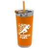 Garyline® Insulated Stainless Steel Tumbler with Straw - 18 oz. - Orange