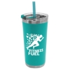 Garyline® Insulated Stainless Steel Tumbler with Straw - 18 oz. - Teal