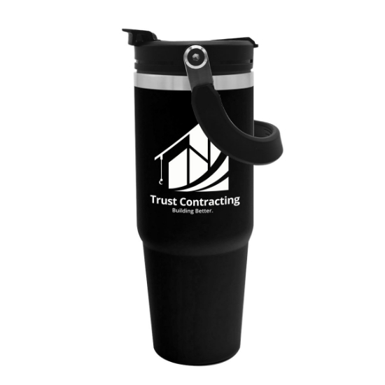 Garyline® Bravo Stainless Steel Bottle with 2-in-1 Flip-Straw Lid - 30 oz. - Black