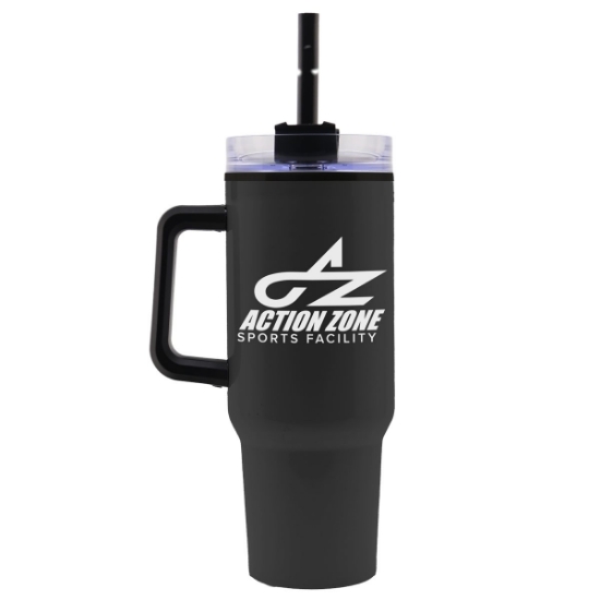 Garyline® Roam Stainless Steel Handle Mug with Straw - 40 oz. - Black