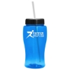 18 Oz. Pure-Poly Junior Sports Bottle w/Straw Lid - Translucent Blue