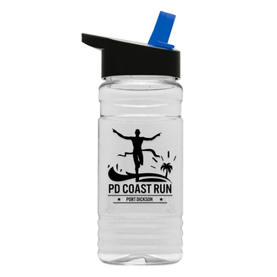 20 Oz. Clear Sports Bottle w/Flip Straw Lid - Clear
