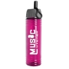 24 Oz. Slim Fit Sports Water Bottle w/Ring Straw Lid - Translucent Fuschia