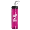 Garyline® Slim Fit Bottle with Straw Lid - 24 oz. - Translucent Fuschia