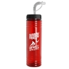 Garyline® Slim Fit Bottle with Straw Lid - 24 oz. - Translucent Red