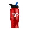 Garyline® Poly+ Bottle with Flip-Straw Lid - 27 oz. - Translucent Red