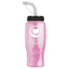 27 Oz. Poly Pure Transparent Sports Bottle w/Straw Lid - Translucent Pink