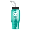 27 Oz. Poly Pure Transparent Sports Bottle w/Straw Lid - Translucent Teal