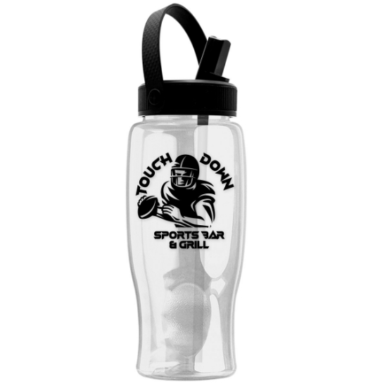 Garyline® Poly+ Bottle with Flip-Straw, Swivel-Handle Lid - 27 oz. - Clear