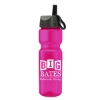 Garyline® Champ Bottle with Ring-Straw Lid - 28 oz. - Translucent Hot Pink