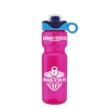 Garyline® Champ Bottle with Two-Tone Drink-Thru Lid with Silicone Loop - 28 oz. - Translucent Hot Pink