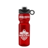 Garyline® Champ Bottle with Two-Tone Drink-Thru Lid with Silicone Loop - 28 oz. - Translucent Red