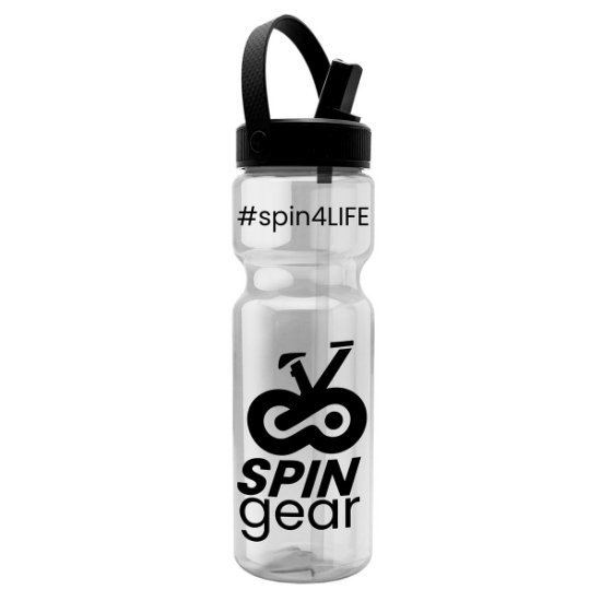 Garyline® Champ Bottle with Flip-Straw, Swivel-Handle Lid - 28 oz. - Clear