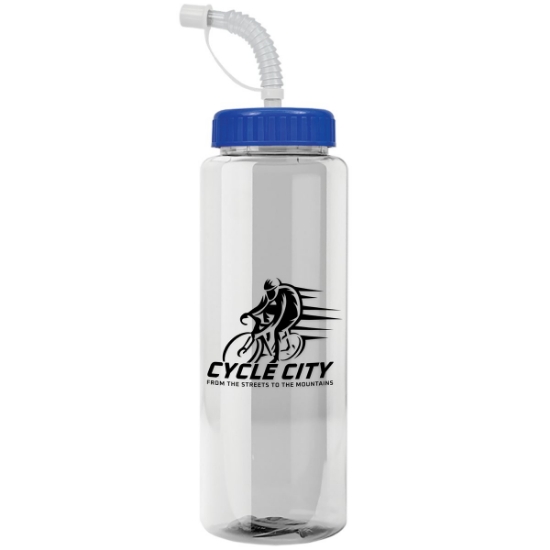 Garyline® Guzzler Bottle with Straw Lid - 32 oz. - Clear