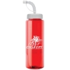 Garyline® Guzzler Bottle with Straw Lid - 32 oz. - Translucent Red