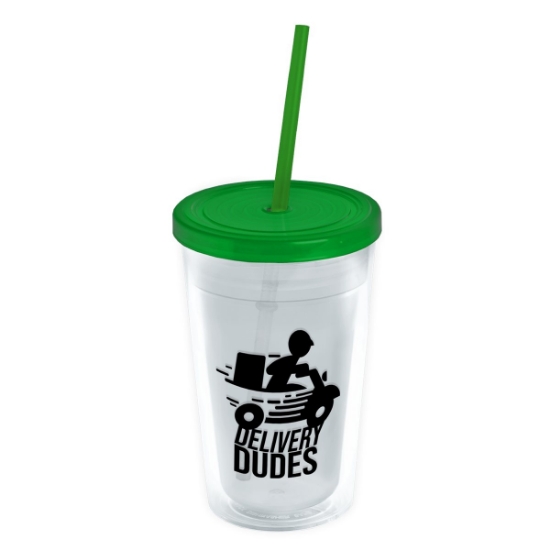 Garyline® Transparent Tumbler with Straw Lid - 16 oz. - Clear