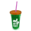 Garyline® Transparent Tumbler with Straw Lid - 16 oz. - Translucent Green