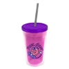 Garyline® Transparent Tumbler with Straw Lid - 16 oz. - Translucent Pink