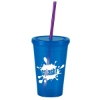 Garyline® Pioneer Insulated Tumbler with Straw - 16 oz. - Translucent Blue