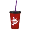 Garyline® Pioneer Insulated Tumbler with Straw - 16 oz. - Translucent Red